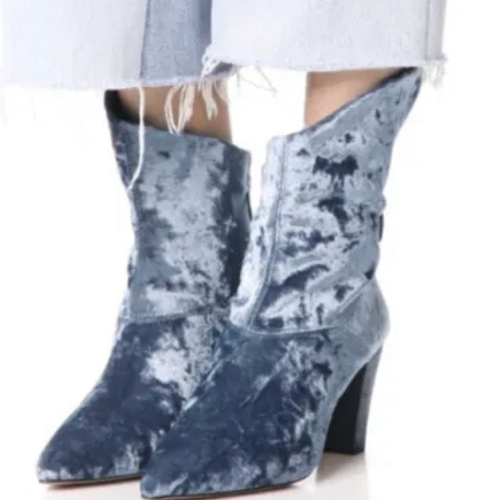 Free People blue Velvet High Low Ankle Boots size 7